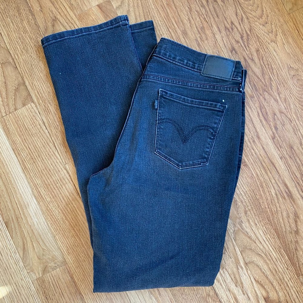 Levi's 505 Straight Black Denim Jeans - Size 10